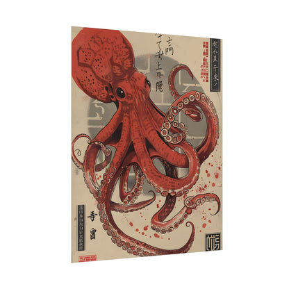 Stylized Japanese Octopus: Muted Watercolor Artwork - Poster