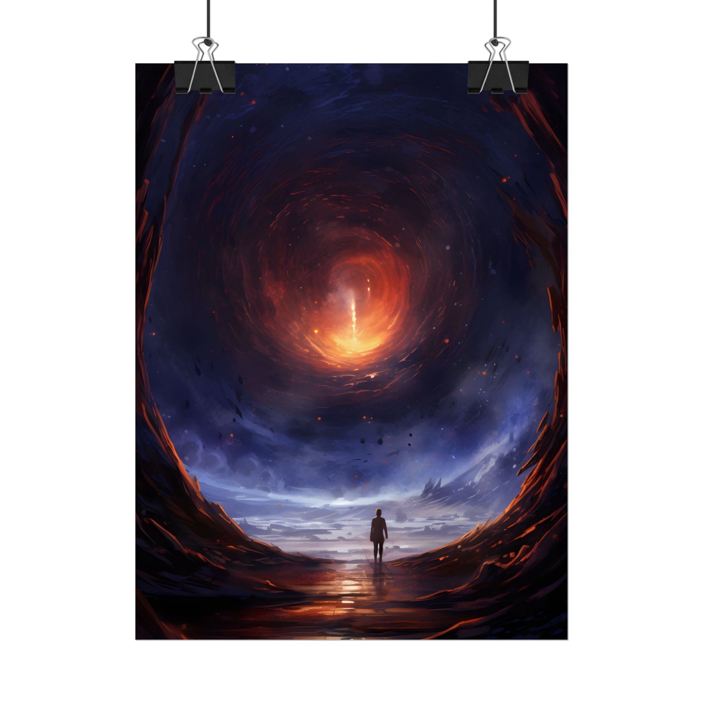 Mysterious Black Hole Cosmos: Space Art with Planetary Orbits - Poster
