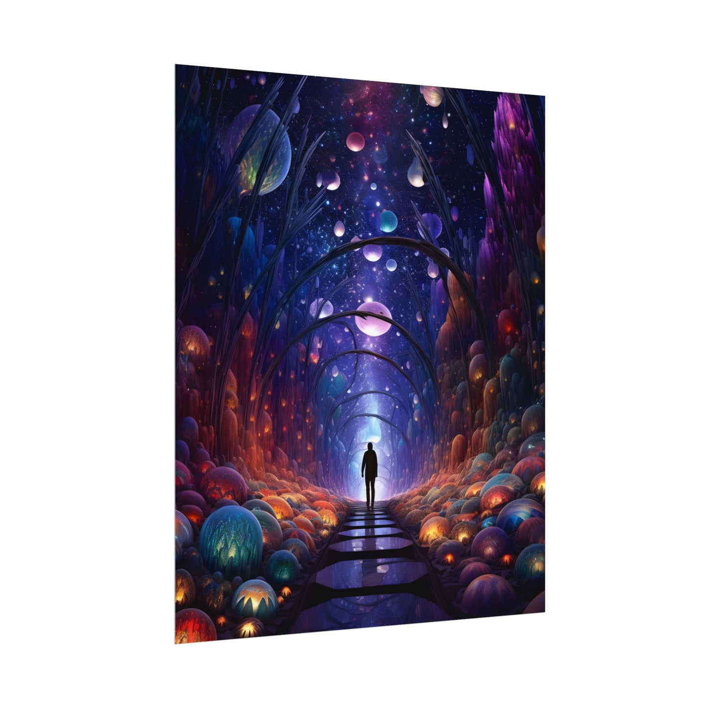 Celestial Art Gallery: Indoor Space with Starry Canvas - Poster