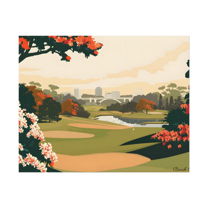 Retro Golf Illustration: Classic Course Art - Poster
