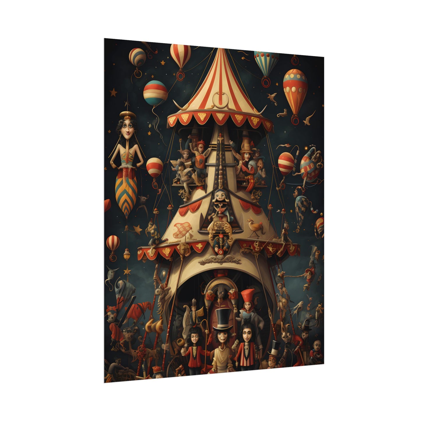 Whimsical Clockwork Circus: Fantastical Artwork in Vibrant Colors - Poster