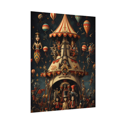 Whimsical Clockwork Circus: Fantastical Artwork in Vibrant Colors - Poster