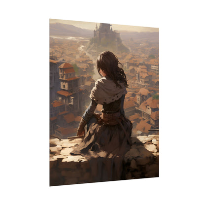 Dramatic Character Illustration: Bird's Eye View in Motion - Poster