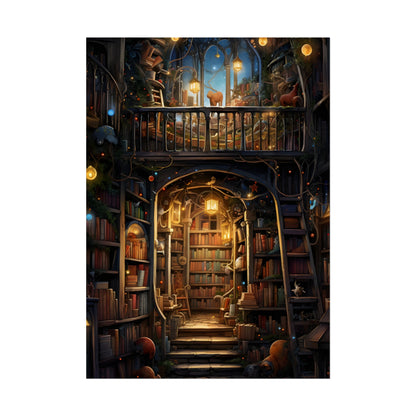 Magical Bookshop Art: A Serene & Enchanting Scene - Poster