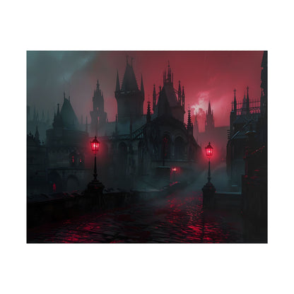 Dark Gothic Cityscape: Misty Twilight Artwork - Poster