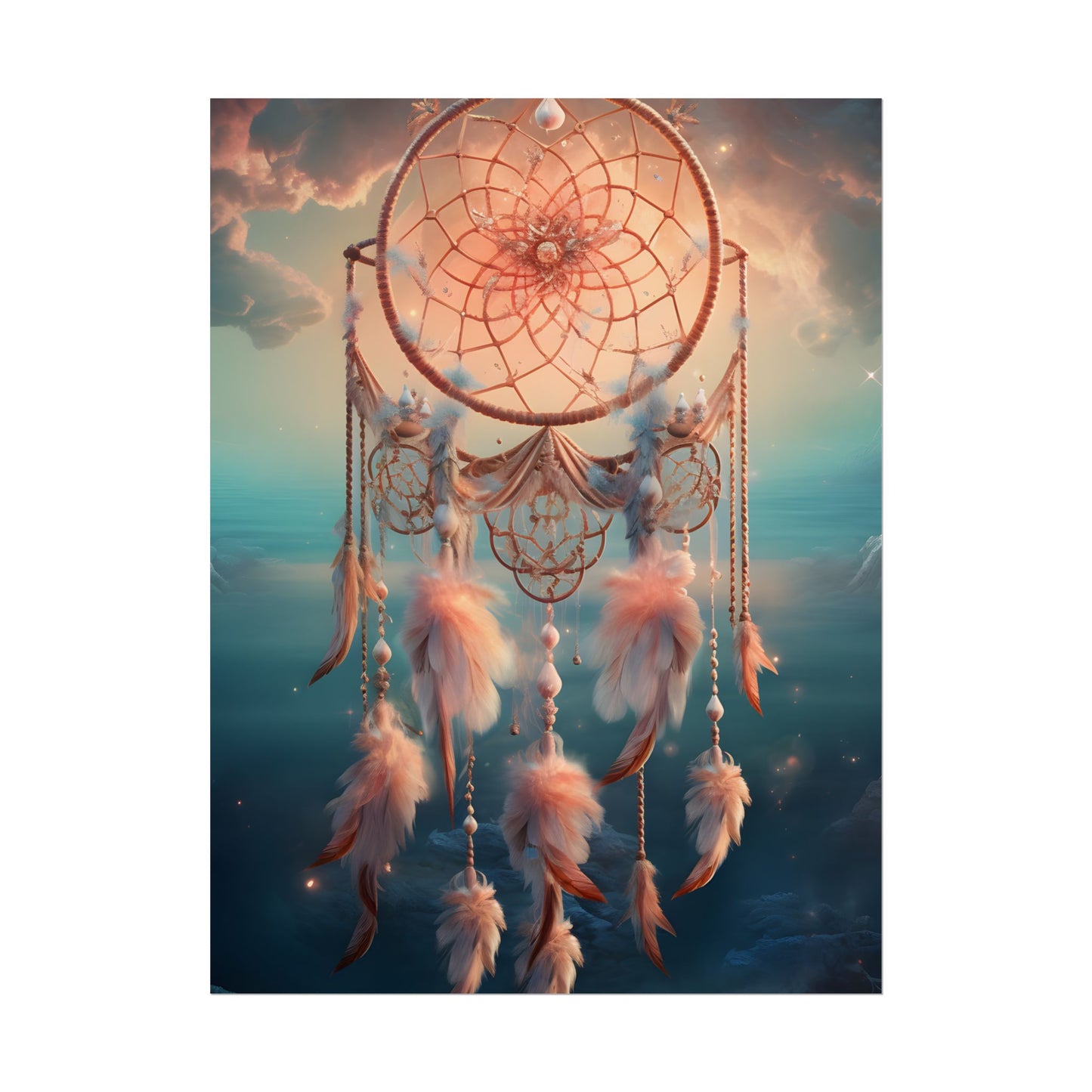 Ethereal Dreamcatcher Realm: Surreal Dreamscape Digital Art - Poster