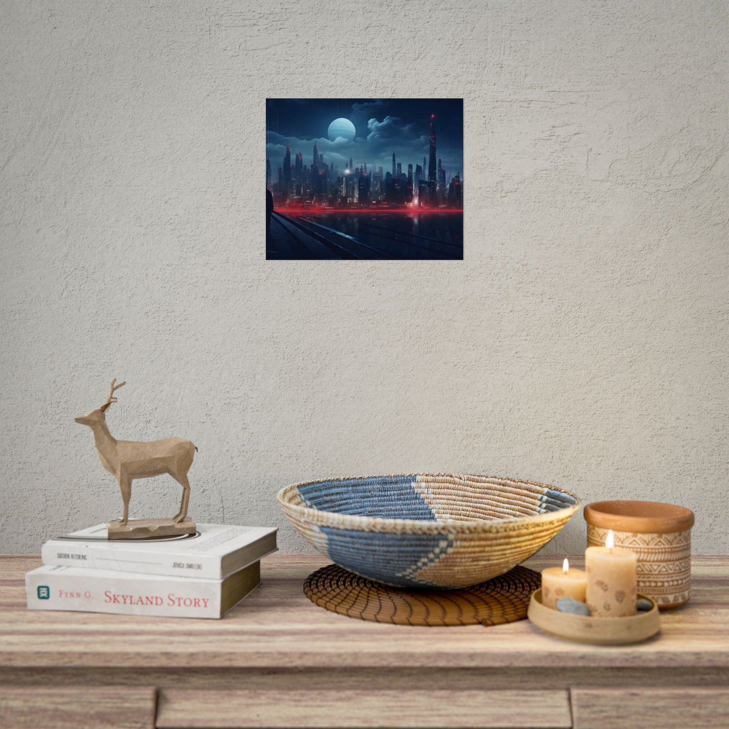 Melancholic Night: A Solo Figure in Cyberpunk Cityscape - Poster