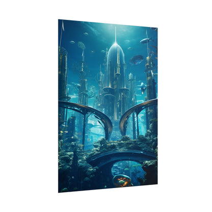 Underwater City of the Future: Sleek Modern Architecture - Poster