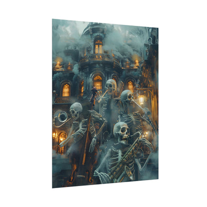Victorian Lowbrow Skeleton Jazz Band: Dark Artwork - Poster