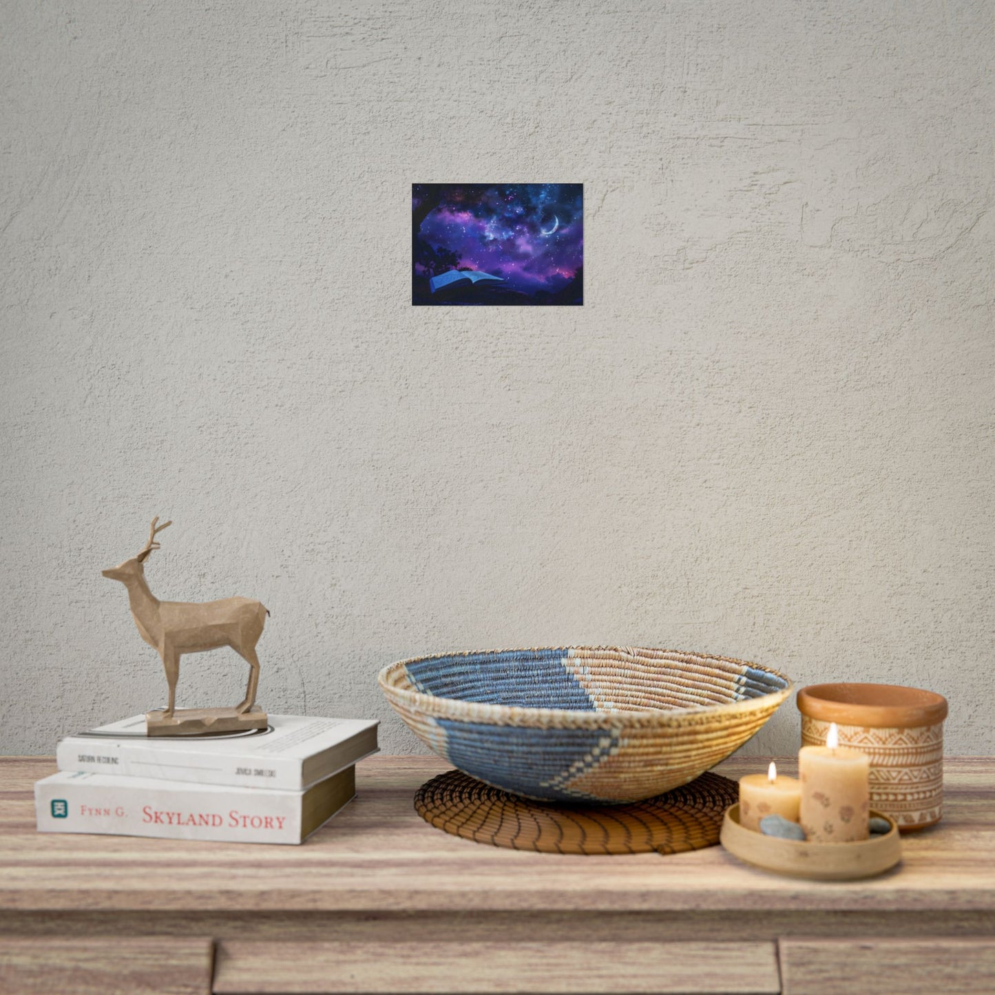 Mystical Night Sky: Stars and Crescent Moon - Poster
