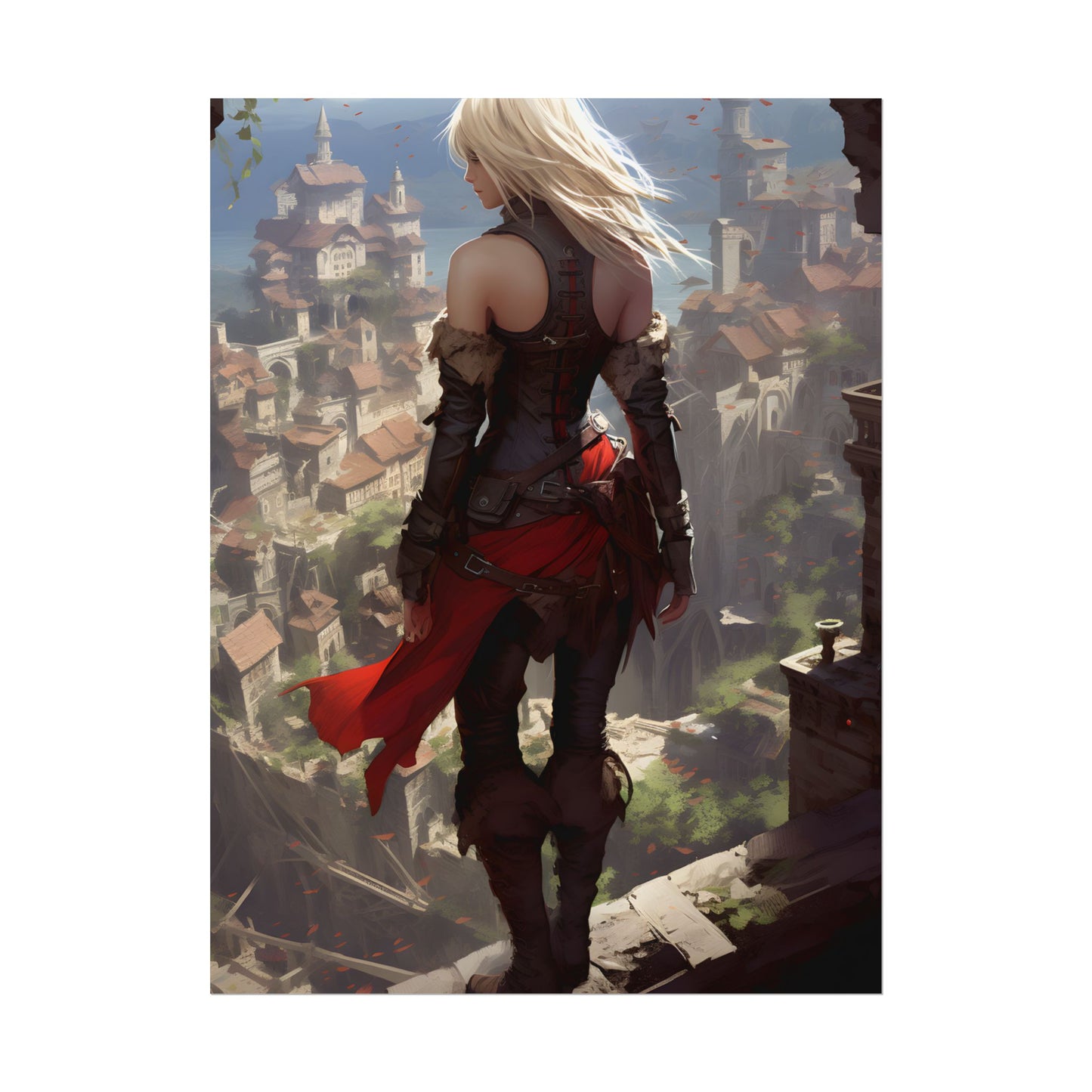 Blonde Anime Bloom: Calming Outdoor Artwork - Poster