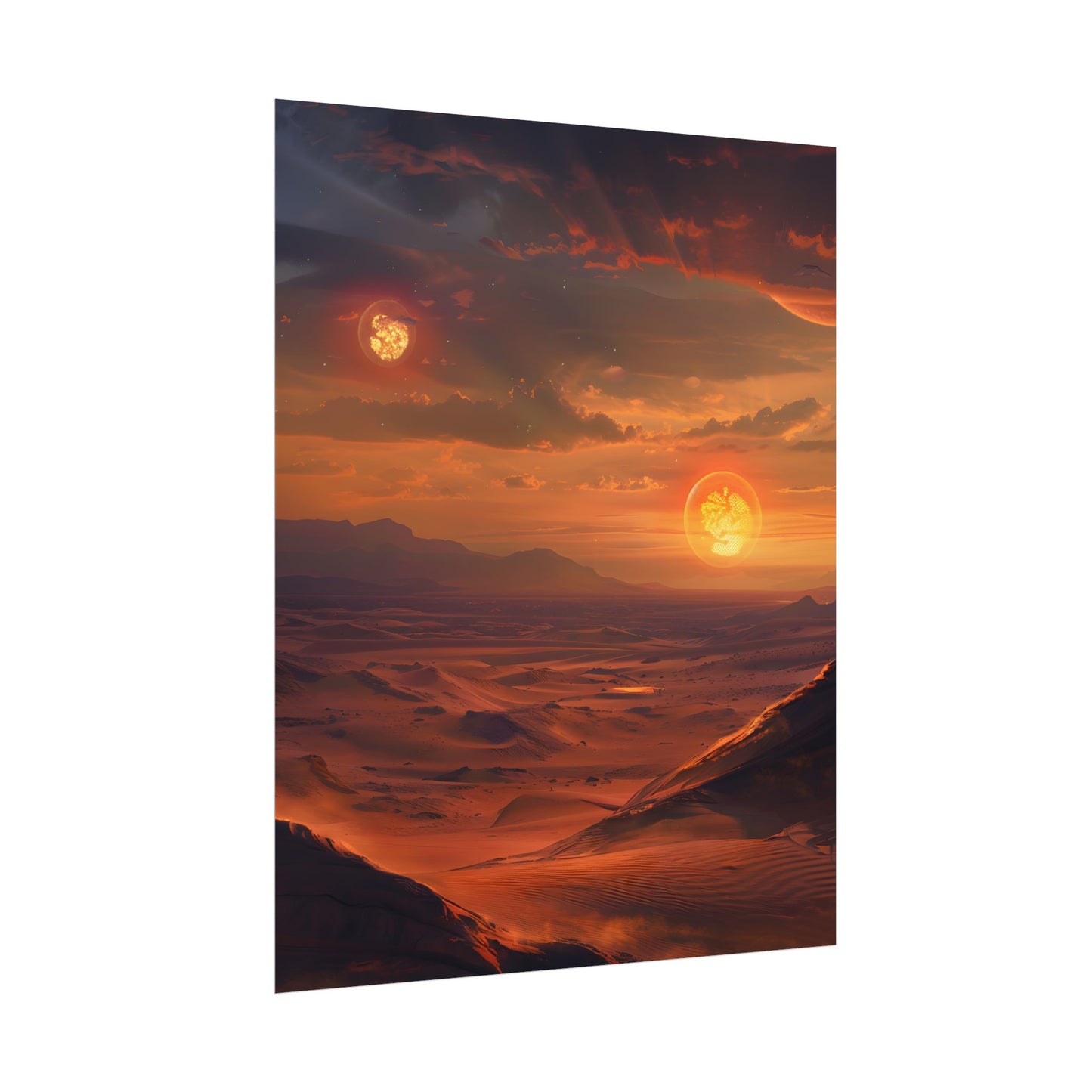 Peaceful Tatooine Sunset: Barren Desert Landscape - Poster