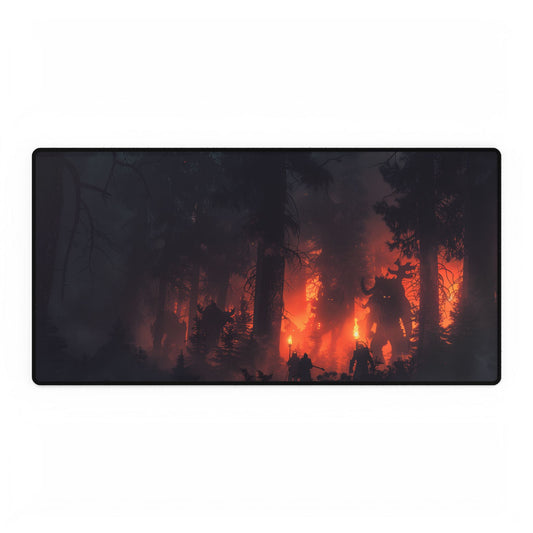 Misty Sunset Gathering: A Group in Nature's Embrace - Desk Mat