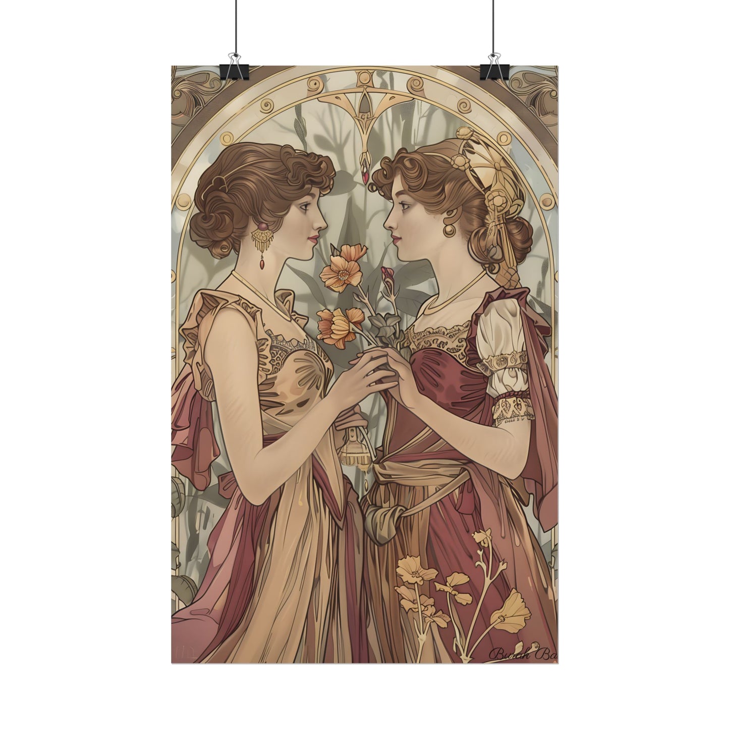Middle Eastern Floral Beauty: Traditional Attire Digital Art - Poster