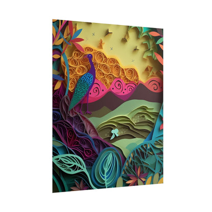 Vibrant Indian Quilling Art: Traditional Landscape Decoration - Poster