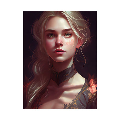 Astonishing Blonde Portrait: Artistic Beauty in Darkness - Poster