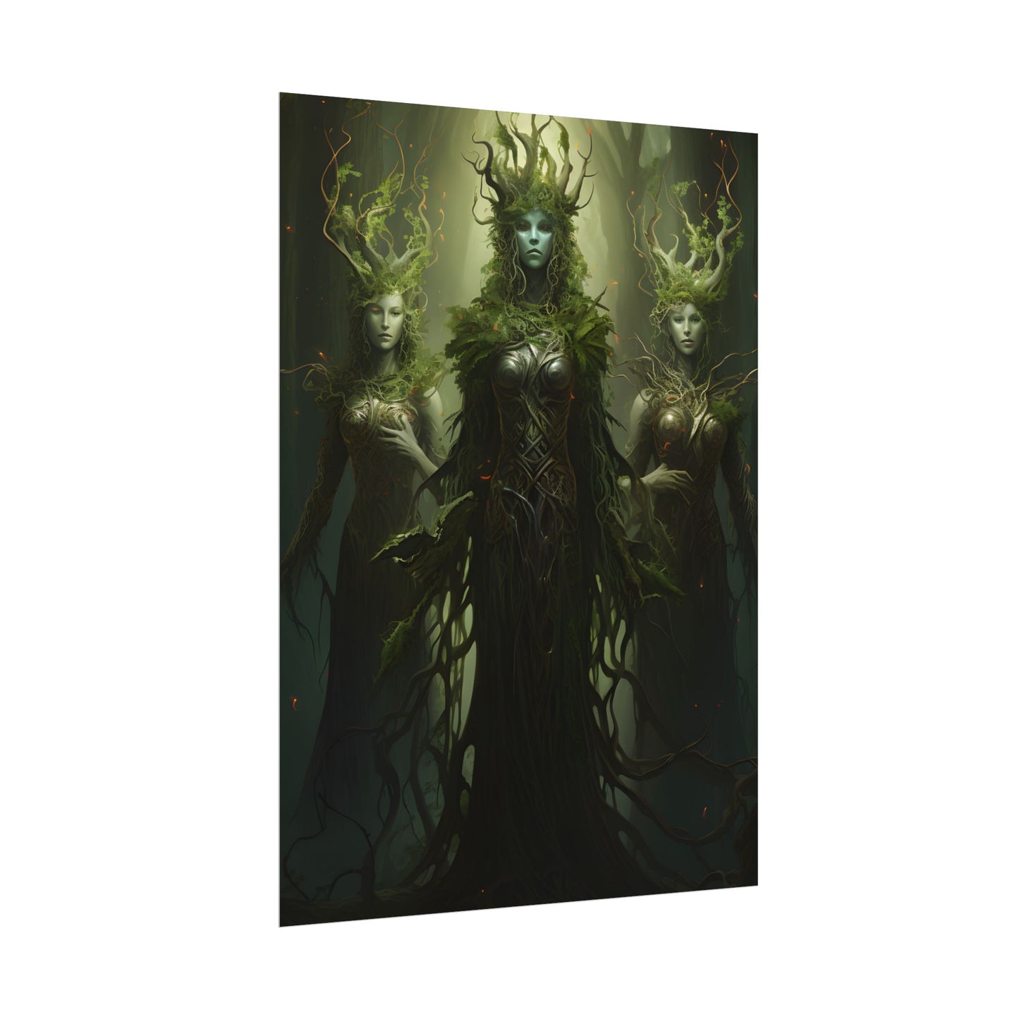 Mystical Forest Guardians: Ancient Tree Spirits Digital Art - Poster