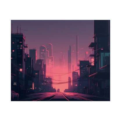 Cyberpunk Nighttime Cityscape: Melancholic Mood - Poster