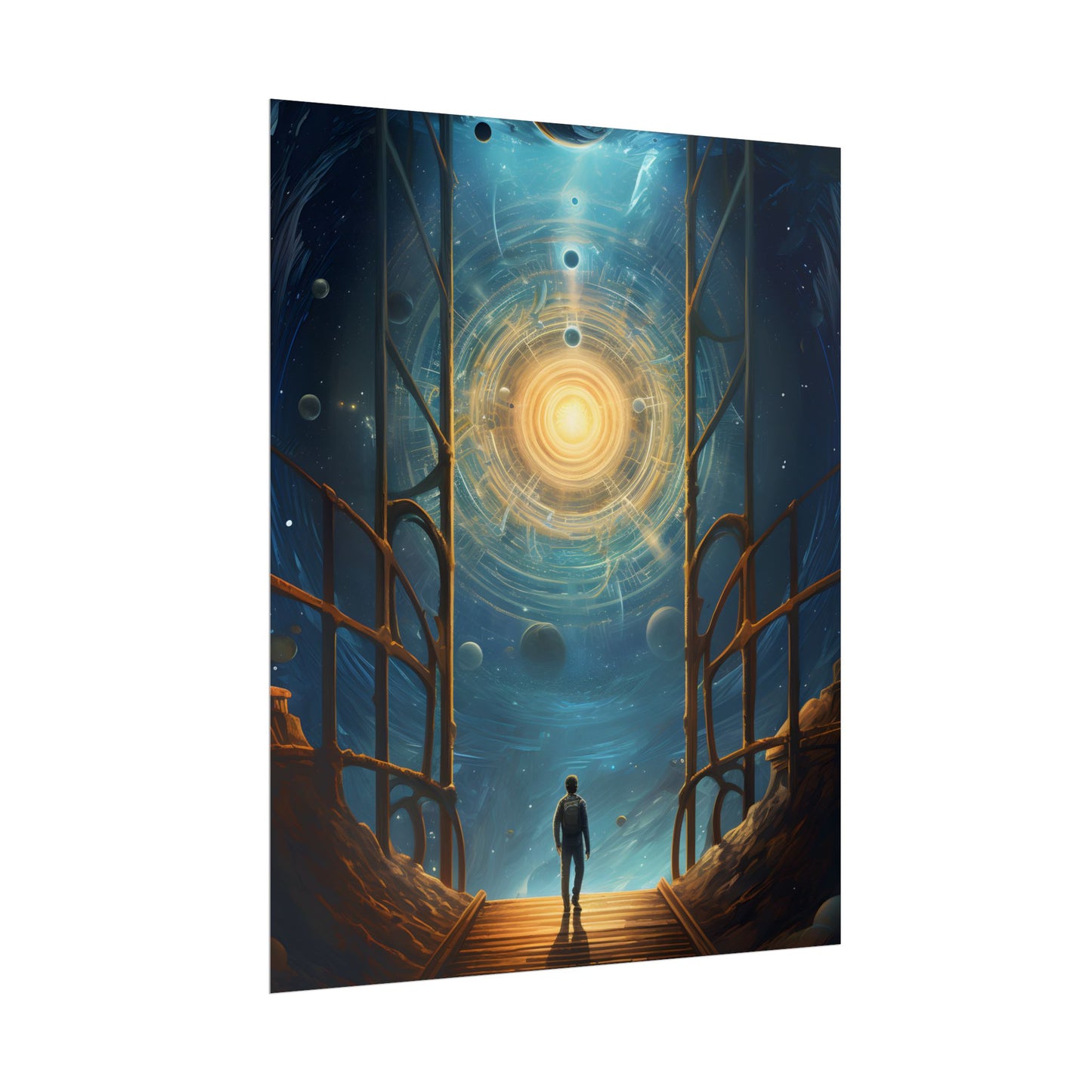 Space Explorer's Journey: Sleek Spacecraft in Stellar Odyssey - Poster