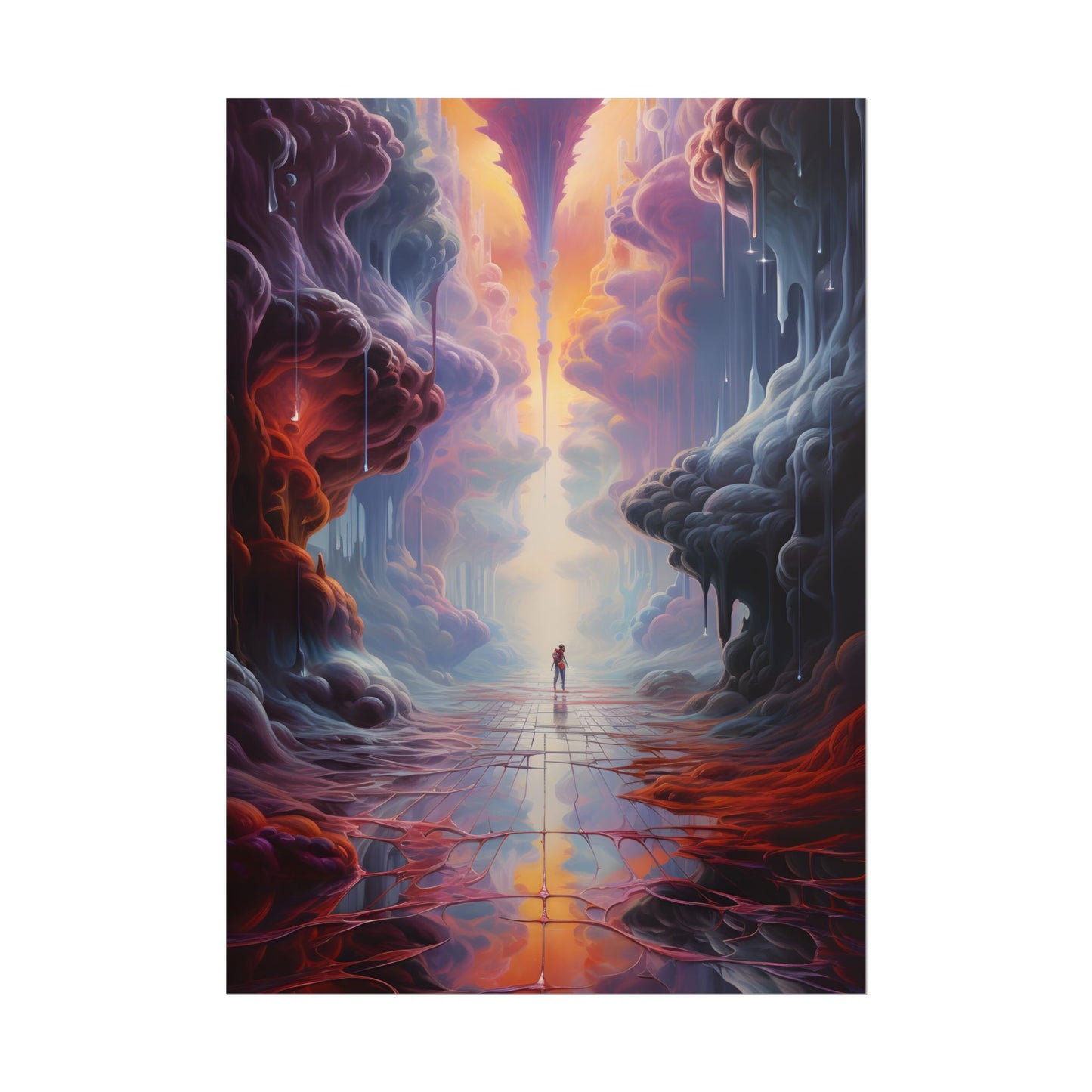 Celestial Dreams: Vibrant Fantastical Landscape Art - Poster
