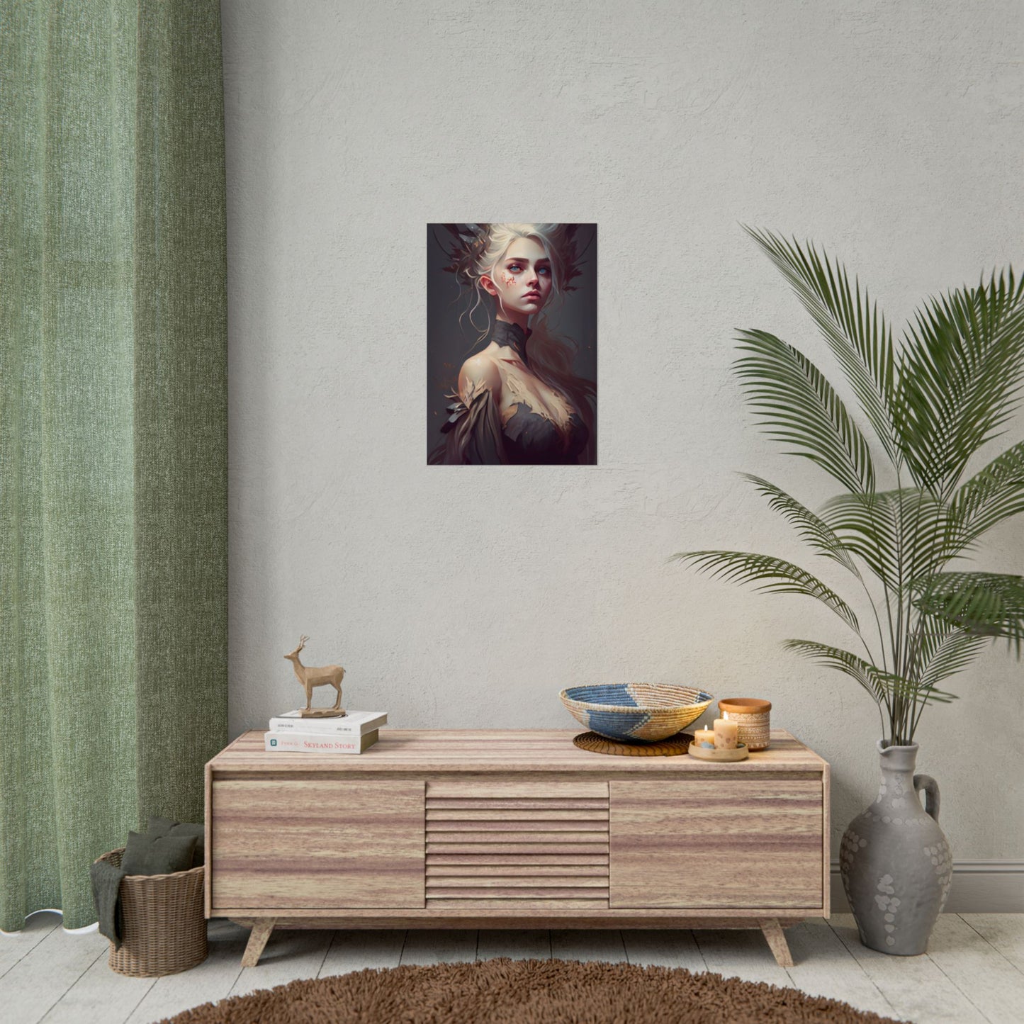 Elegant Blonde Portrait: Outdoor Woman in Dress - Poster