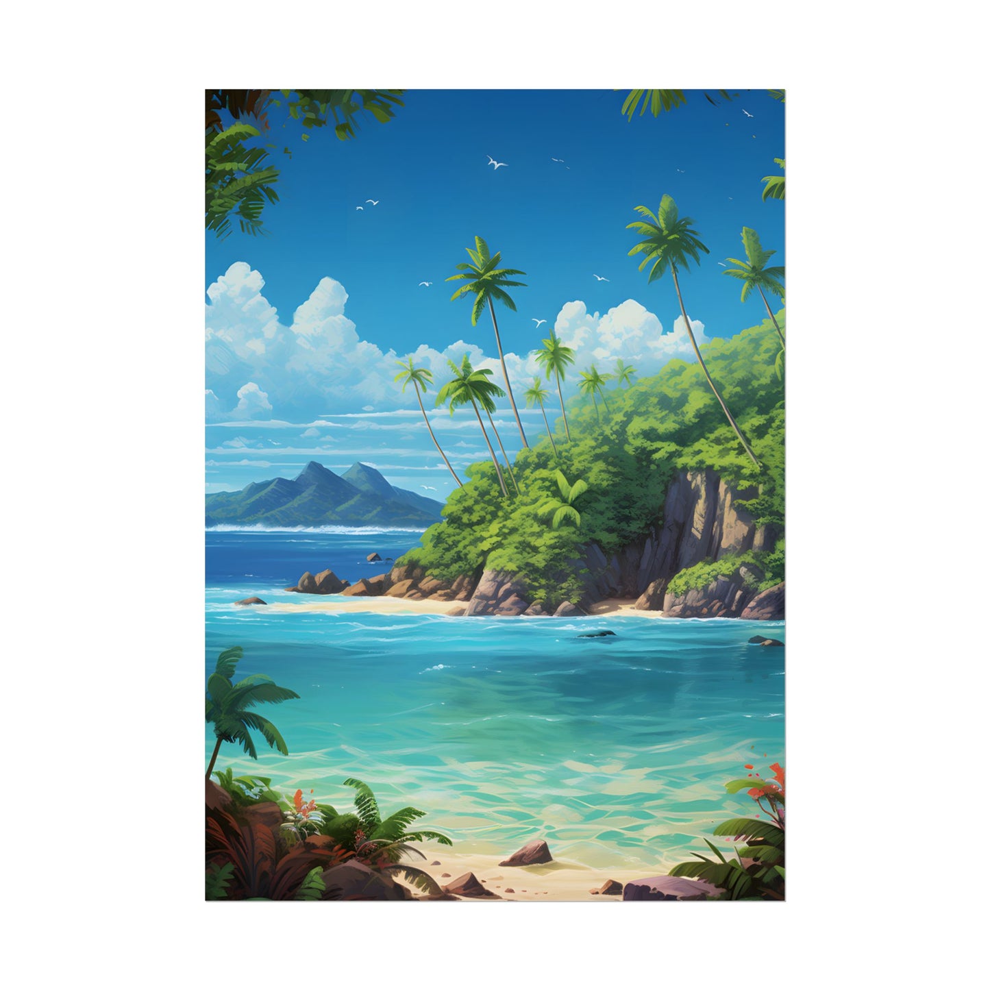 Tranquil Tropical Paradise: Calming Island Scene Art - Poster