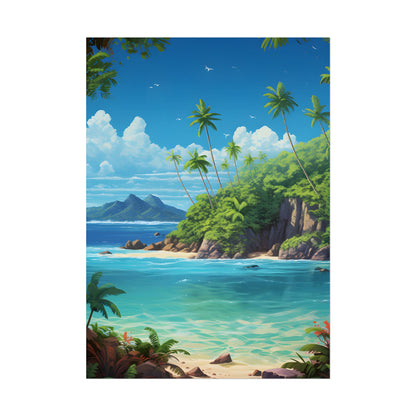 Tranquil Tropical Paradise: Calming Island Scene Art - Poster