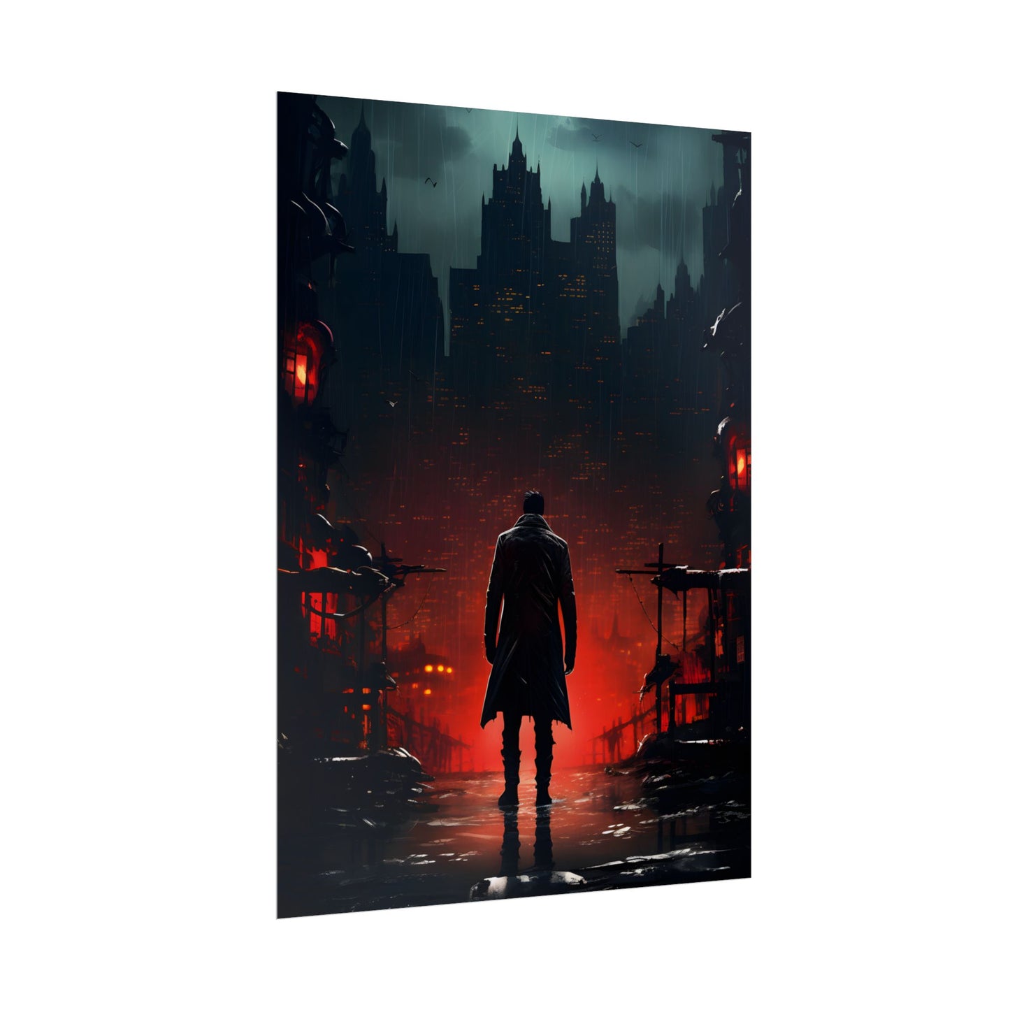 Urban Fantasy Detective: Cityscape at Dusk - Noir Artwork - Poster