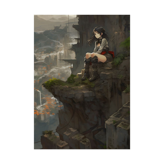 Dramatic Anime Bird's Eye View: Action-Packed Digital Art - Poster