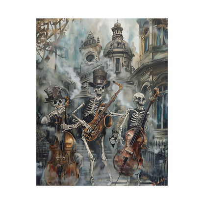Victorian Lowbrow Jazz: Skeleton Band in Artistic Swing - Poster