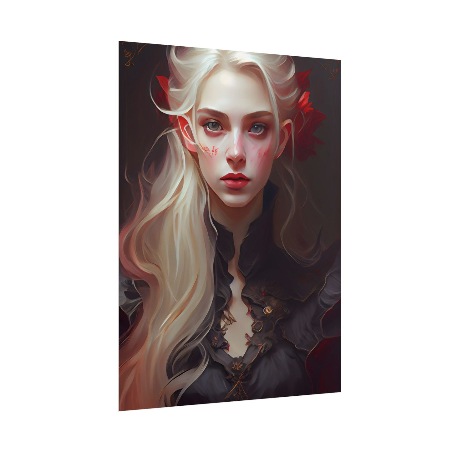 Beautiful Blonde Portrait: A Stunning Female in Black Top - Poster
