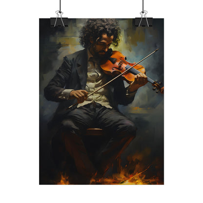 Mysterious Musician Portrait: Digital Artwork - Poster