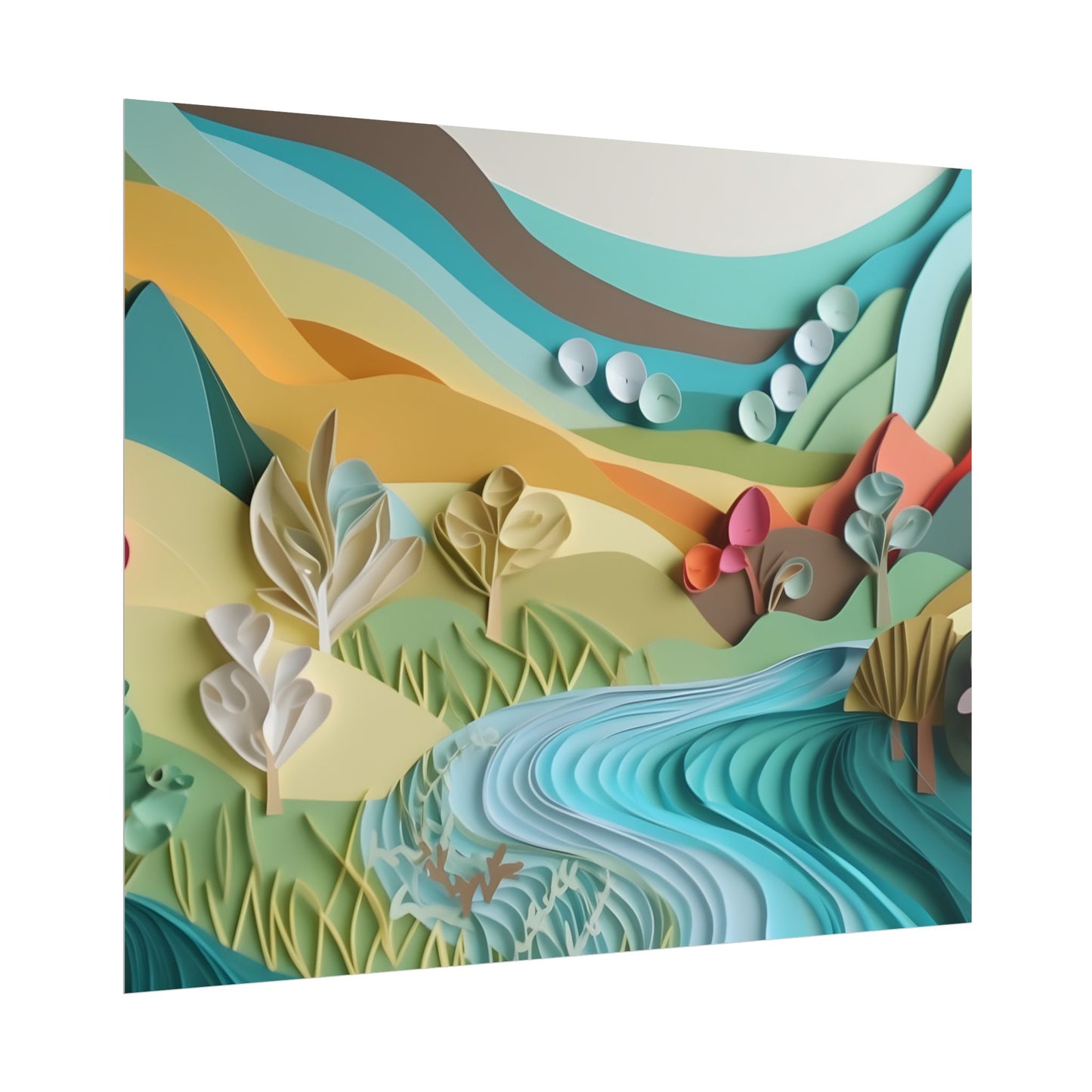 Magical Peaceful Beach: Realistic Paper Quilling Art - Poster