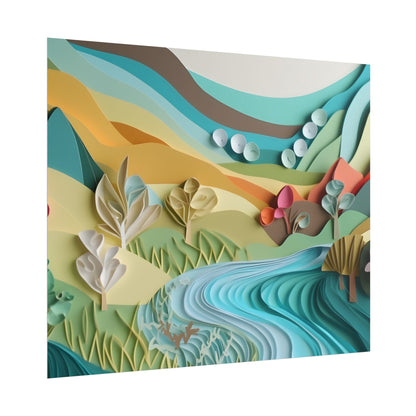 Magical Peaceful Beach: Realistic Paper Quilling Art - Poster