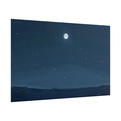 Starry Night Sky: Minimalist Beauty in Blue - Poster