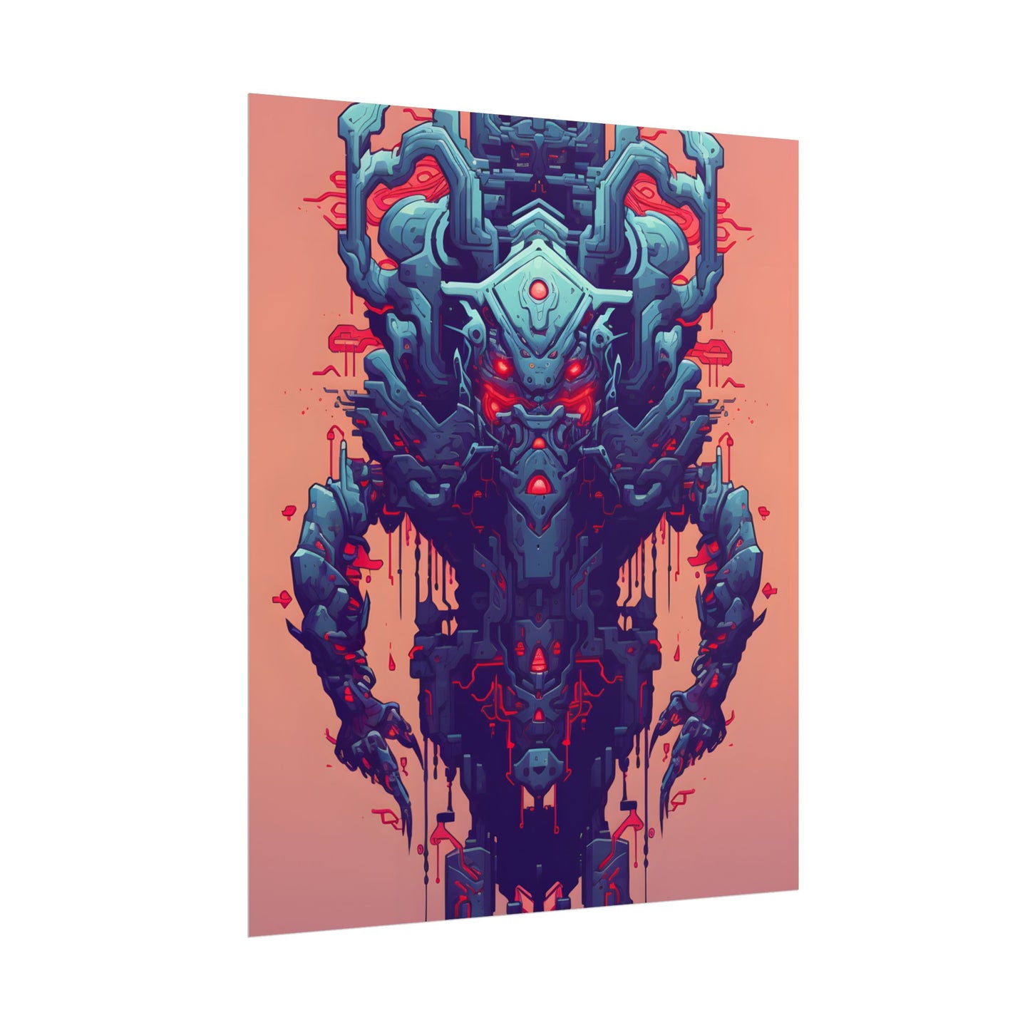 Neon Pixel Pets: Cyberpunk Synthwave Digital Art - Poster