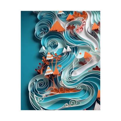 Paper Quilled Canyon Landscape: Natural Desert Artwork - Poster