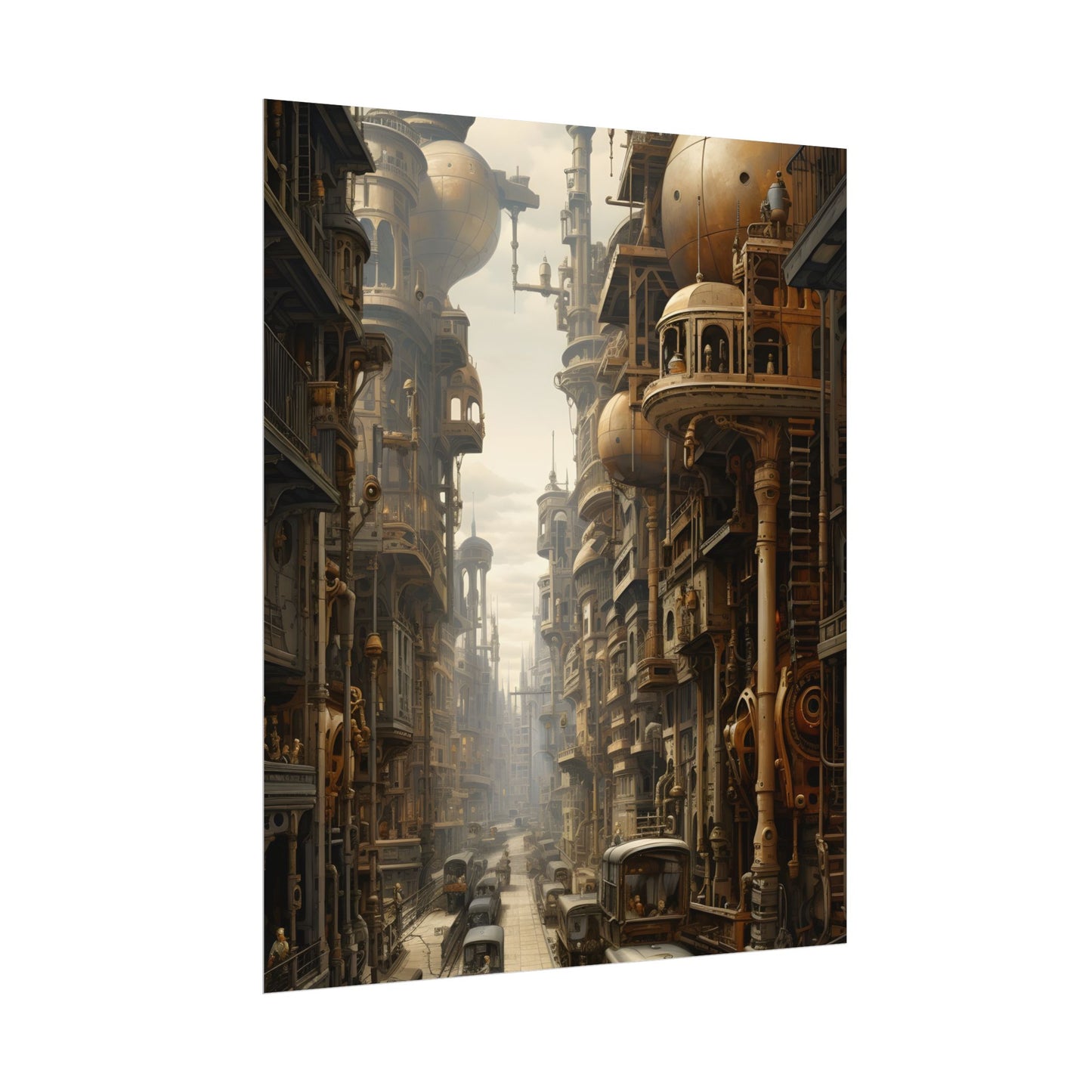 Steampunk Cityscape: A Glimpse into Jules Verne's Paris - Poster