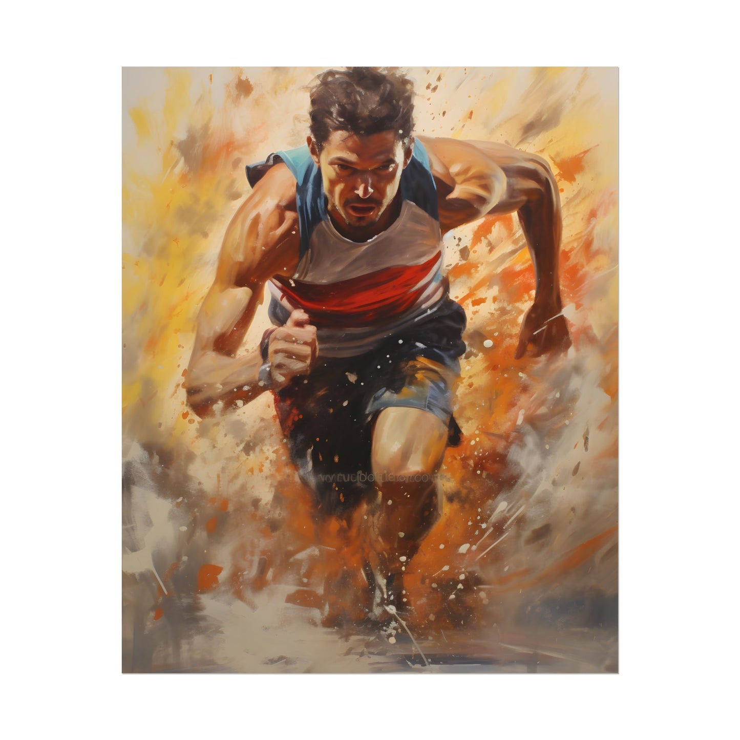 Passionate Athlete in Motion: Determined Sports Art - Poster
