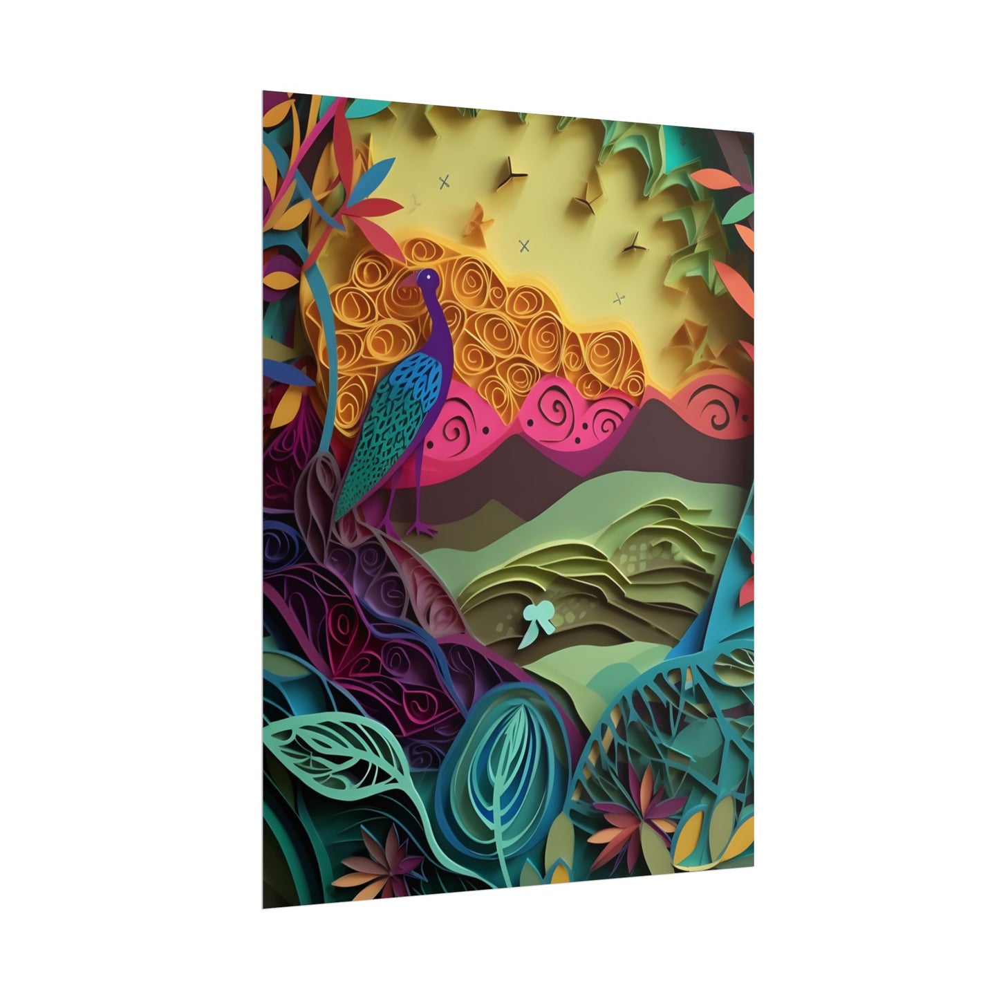 Vibrant Indian Quilling Art: Traditional Landscape Decoration - Poster