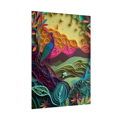 Vibrant Indian Quilling Art: Traditional Landscape Decoration - Poster