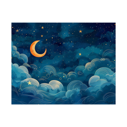 Whimsical Dreamy Night Sky: Small Town Illuminated by Pastel Stars - Poster