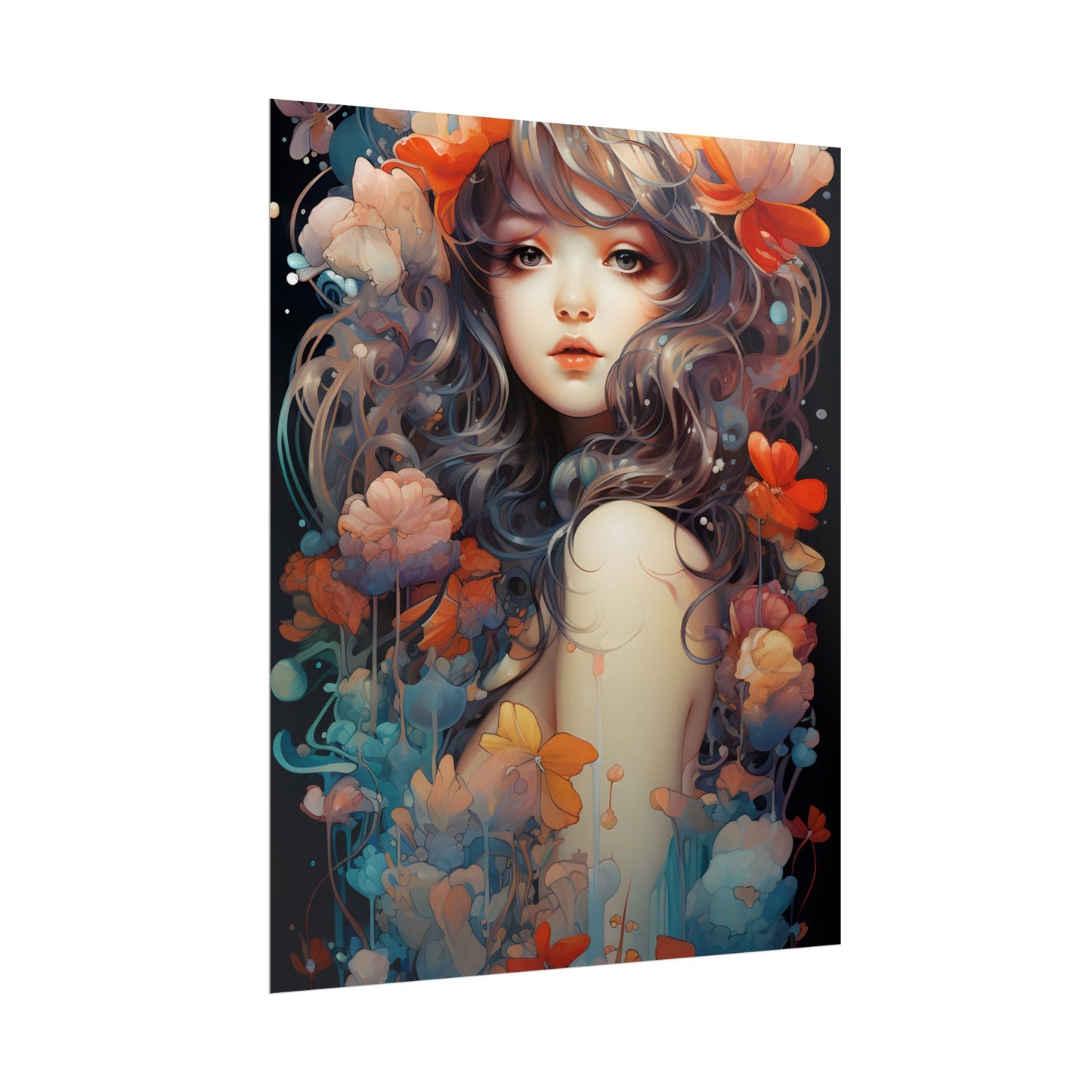 Peaceful River Garden: A Tranquil Landscape with Roses - Poster