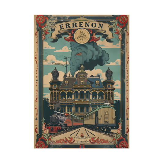 Vintage Farhampton Train Station Sign: Classic Railroad Art - Poster