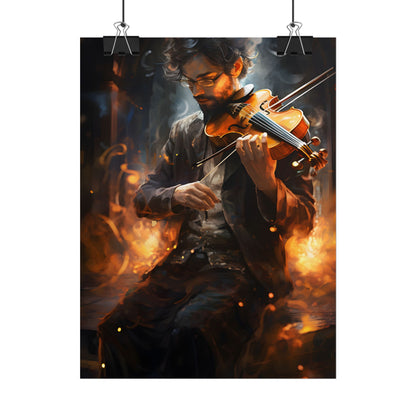 The Mysterious Musician: Close-Up Portrait with Violin - Poster