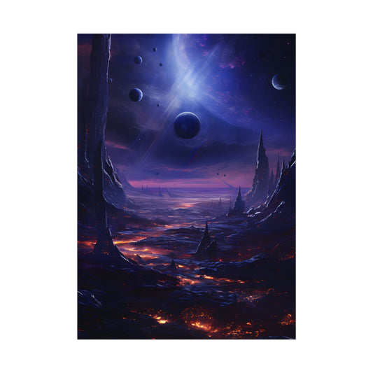 Black Hole Cosmic Odyssey: Space Art Digital Print - Poster