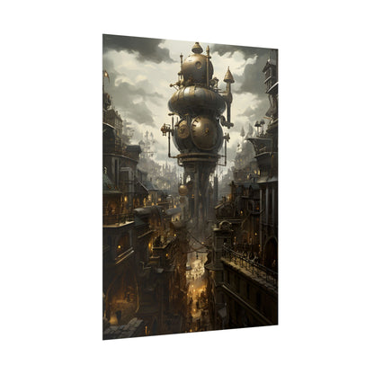 Vibrant Steampunk City: A World of Wonder - Poster