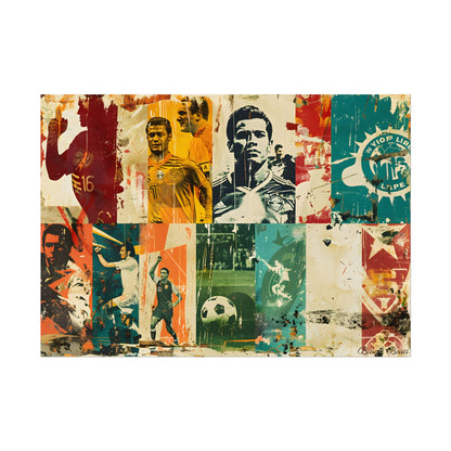 Vintage Soccer Posters: Retro Sports Art Collage - Poster