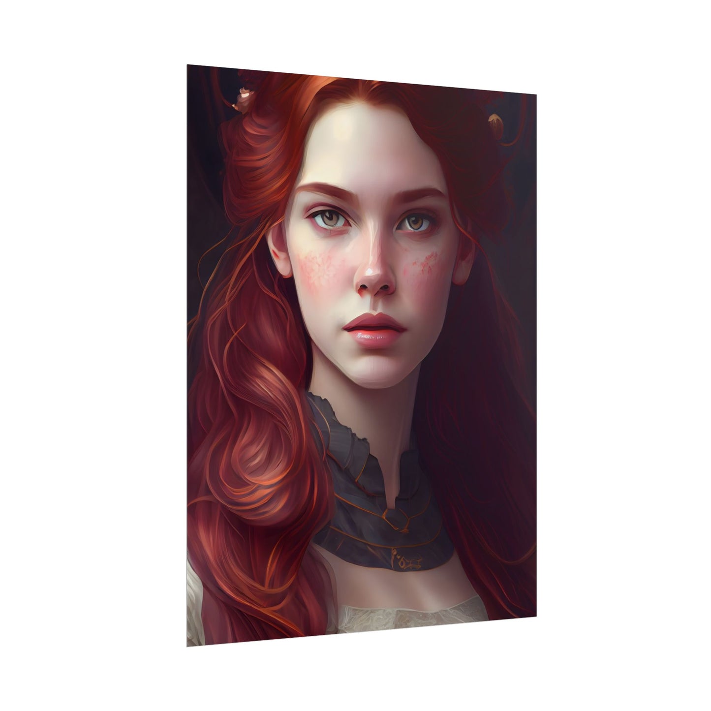 Beautiful Redhead Female Portrait: Classic Timeless Artwork - Poster