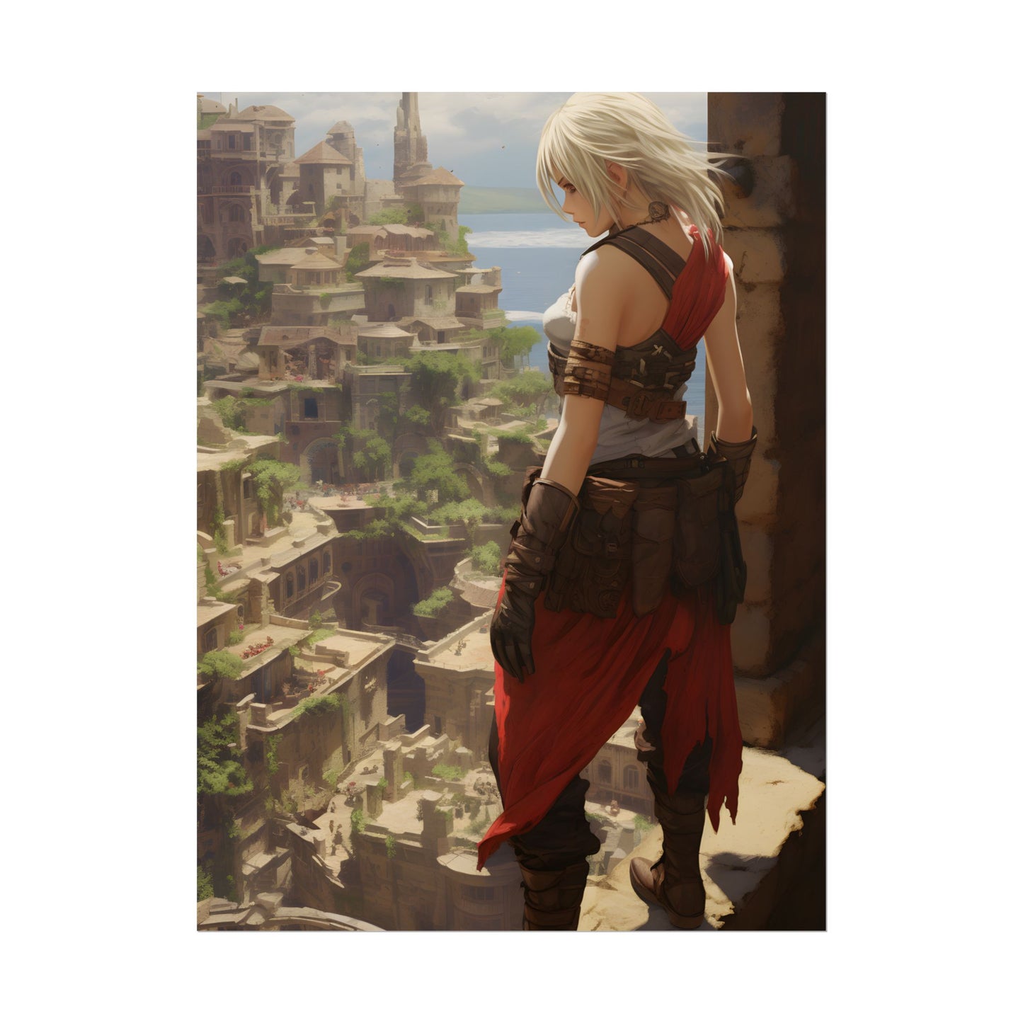 Dramatic Anime Female: Birds Eye View Illustration - Poster
